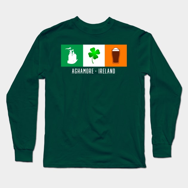 Aghamore Ireland, Gaelic - Irish Flag Long Sleeve T-Shirt by Eire